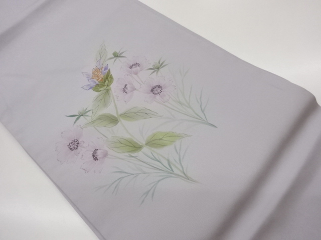 JAPANESE NAGOYA OBI / SHIOZE / HAND PAINTED / FLORAL PLANTS